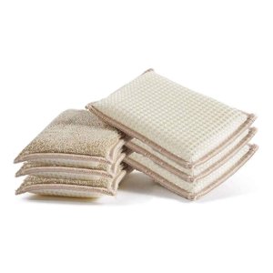 Bamboo Natural Absorbent Sponges Kitchen Cleaning Sponges Reusable Dish Washing Sponges Pink(6 Pack)
