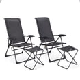 thumbnail image 1 of Costway Ensemble de 4 Chaises de Salle à Manger Pliantes pour Patio avec Ottoman, Dossier Réglable, Camping, Gris, 1 of 10