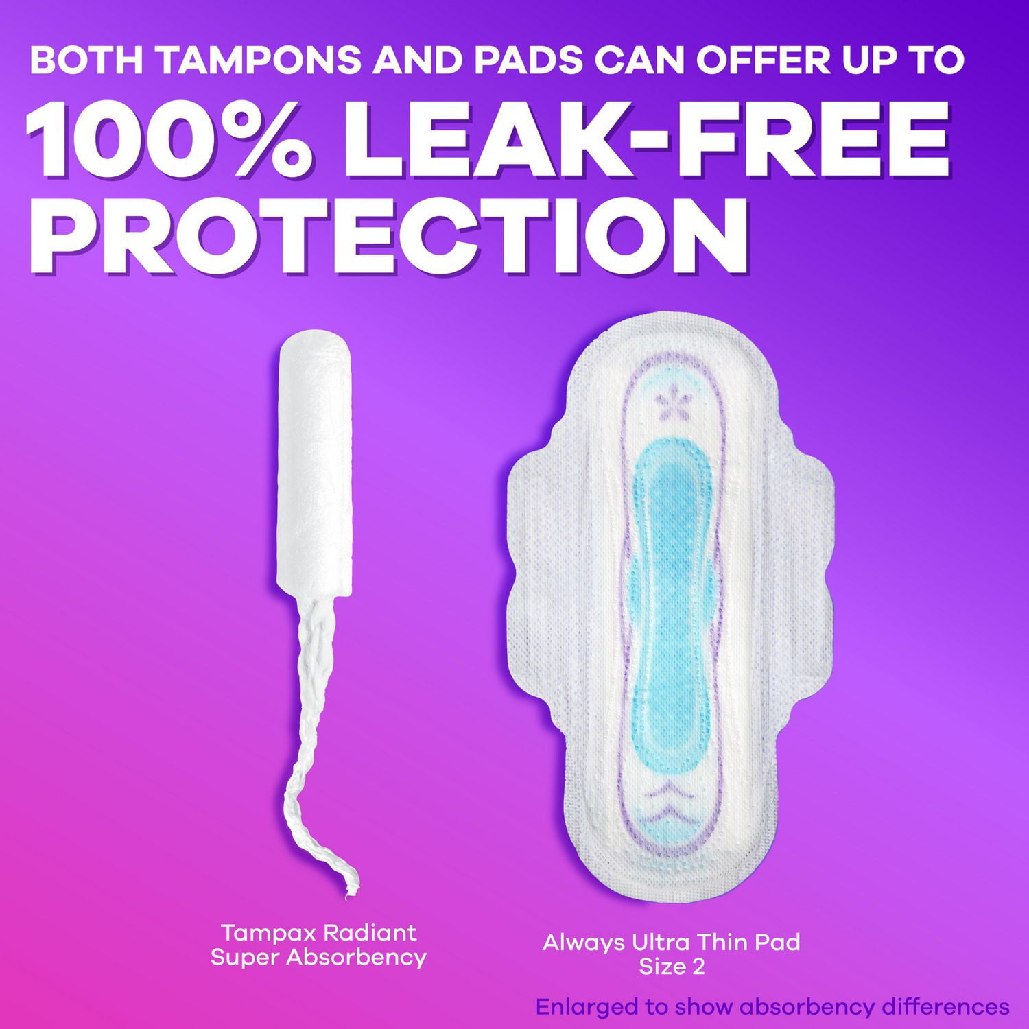 Tampons Tampax Radiant, avec tresse anti-fuites LeakGuard, degrés d’absorption régulier/super, emballage multiple, marque de tampon n° 1, non parfumés, 52 tampons