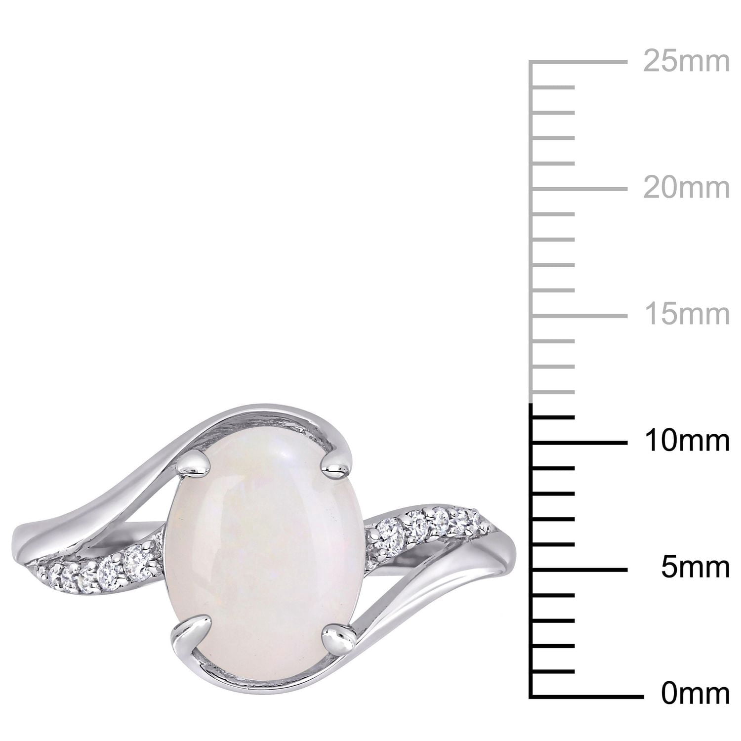 Bague tourbillon Miabella avec opale 1-5/8 CT PBT et accents de diamants en argent sterling