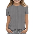 thumbnail image 1 of Plebaso Chemises à Illets pour Filles, Manches Courtes, Col Rond, Blouse Ajourée, Hauts d'Été Décontractés pour Enfants 3-12 Ans, 1 of 4