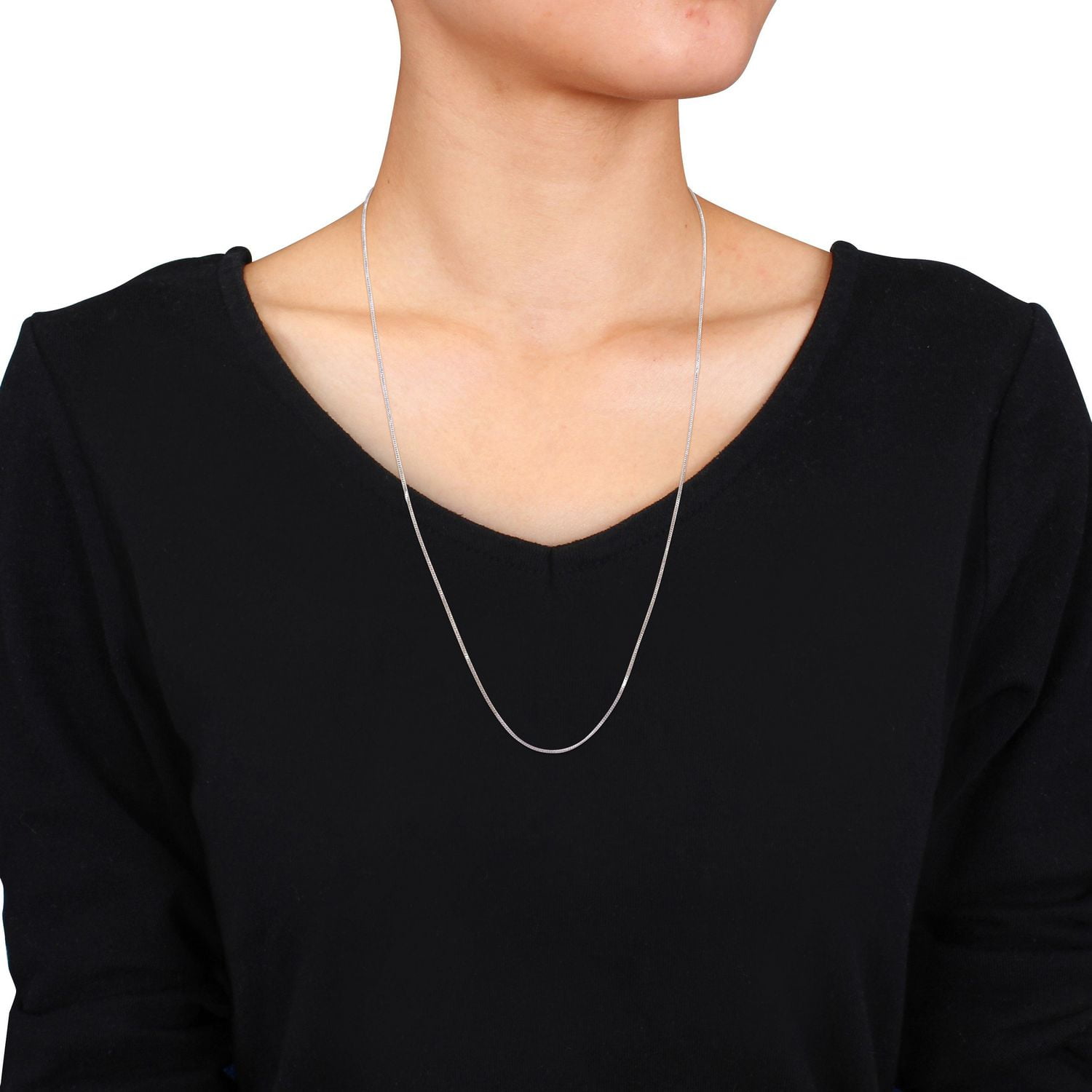 Miabella Platinum Curb Link Chain Necklace