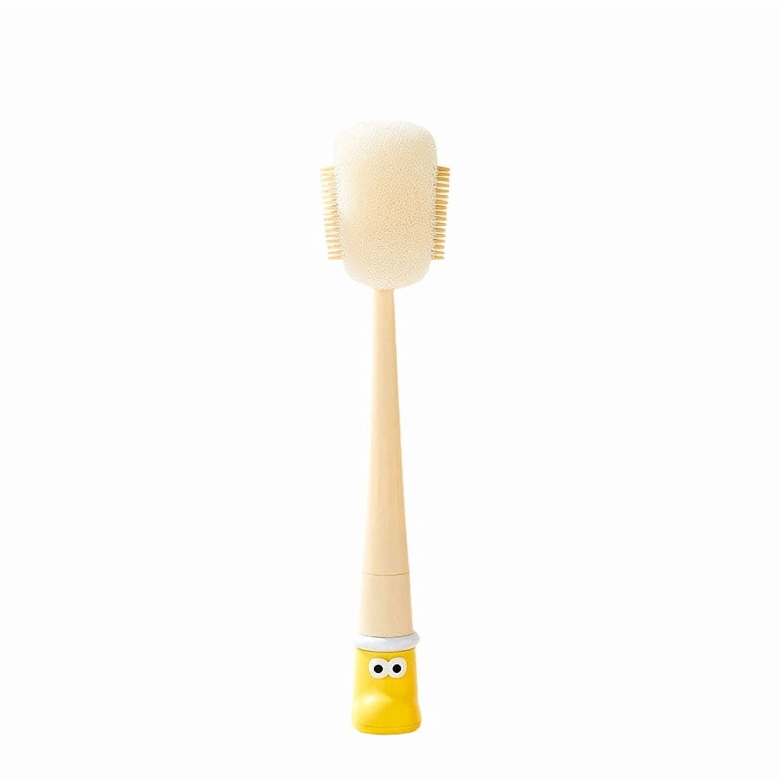 Silicone Bottle Brush 5 In 1 Long Handle Cup Cleaning Tool with Straw Cleaner Yellow for Kitchen