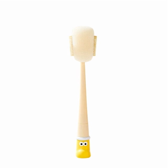 Silicone Bottle Brush 5 In 1 Long Handle Cup Cleaning Tool with Straw Cleaner Yellow for Kitchen