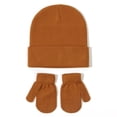 thumbnail image 1 of FAOWME Baby Knitted Hat And Glove Set Versatile Solid Color Fall Children Wool Pullover Hat Orange M, 1 of 2