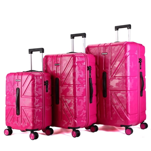 BRITISH CAMO 3PC Hardside Luggage Set | 10-Year Warranty | Tactical Micro-Diamond Texture | Expandable