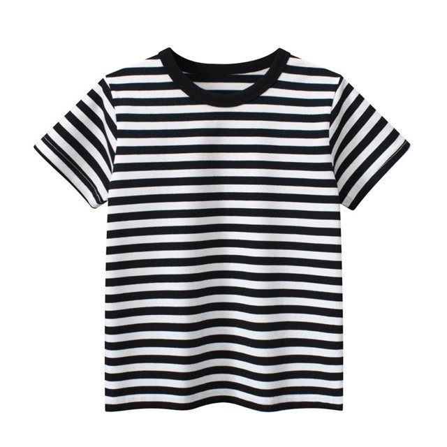 RXIRUCGD 2025 Vêtements d'Été pour Enfants T-shirt d'Été à Rayures à Col Rond à Manches Courtes pour Enfants