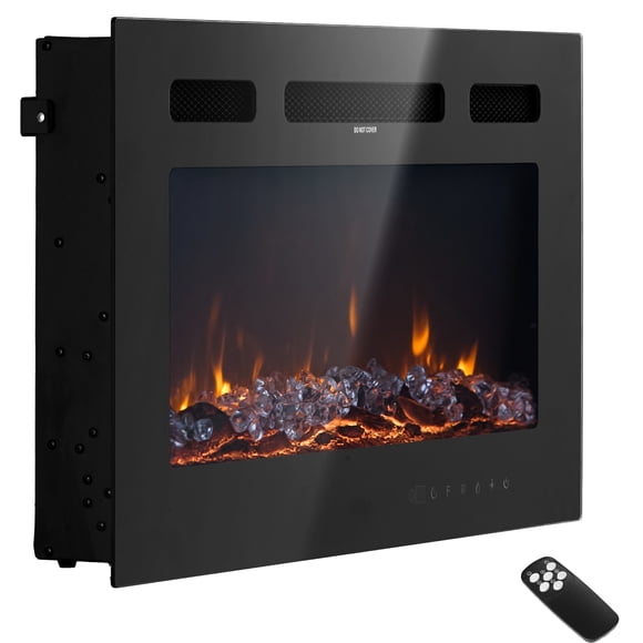 KFFKFF 50 inch Electric Fireplace, Wall Mounted Recessed Fire Place with Remote Control, Timer, 1500W, Adjustable Flame Color Brightness, Touch Screen