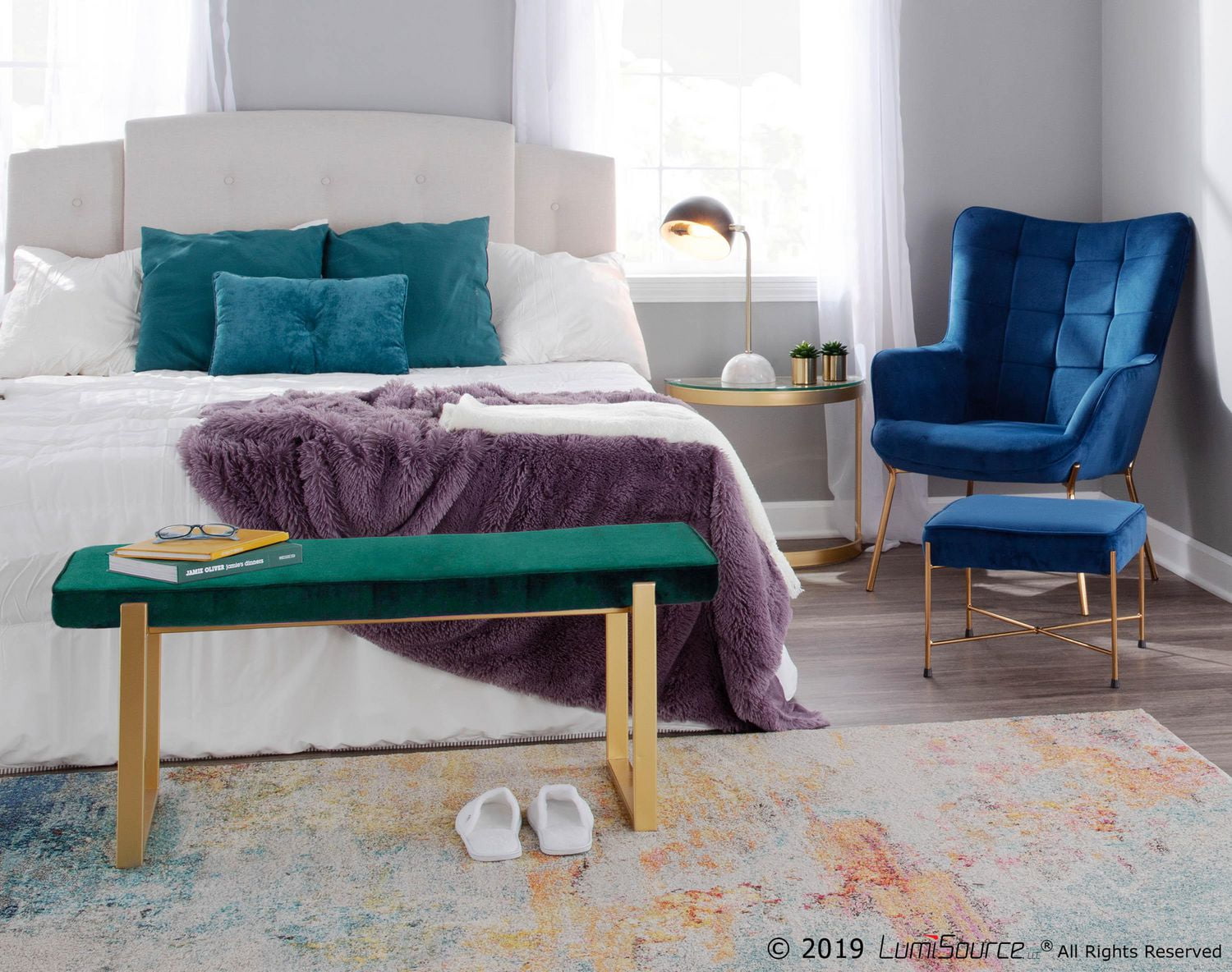 Chaise contemporain Izzy <br>et pouf, par LumiSource