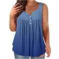 thumbnail image 1 of Dealovy Débardeurs Grande Taille pour Femmes Décontracté Sans Manches Col Rond Boutons Froncés Couleur Unie T-Shirts Amples Fluides, 1 of 4