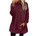 thumbnail image 1 of KIHOUT Spring Winter Womens Tops Round-Neck Plush Loose Solid Color with Pocket Warm Long Sleeve Blouse Tops, 1 of 6