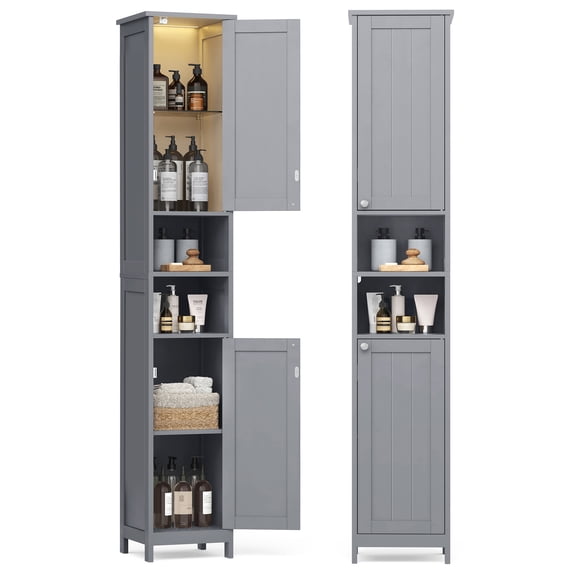 VASAGLE Armoire de Rangement Mince pour Salle de Bain avec Tablettes Ajustables Armoire de Salle de Bain Autoportante Armoire Étroite