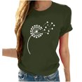 thumbnail image 2 of Meichang T-Shirts Graphiques Tendance pour Femmes Nouveauté Drôle Mignon T-Shirts à Imprimé Pissenlit Décontractés Col Rond Manches Courtes T-Shirts Légers Hauts, 2 of 8
