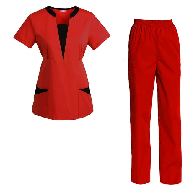 Women's Scrubs Set Scrub Top and Pants Scrubs Set