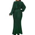 thumbnail image 2 of Gupgi Robe de Soirée Pailletée pour Femme Grande Taille Couleur Unie Manches Longues Col en V Ajustée Longue Robe Cocktail Formelle Bal de Promo TG-TTTTG, 2 of 6