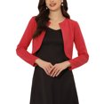 thumbnail image 1 of INSPIRE CHIC Women's Open Front Bolero Shrug Curved Hem Crop Top Cardigan Red XL, 1 of 4