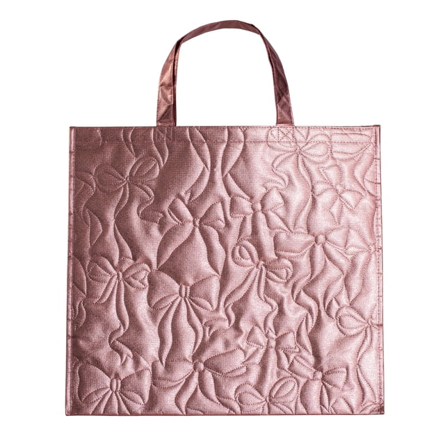Walmart Large Quilted Reusable Shopping Bag, Grocery Tote Bag, Pink