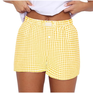 Yuyuzo Shorts de Pyjama pour Femmes Taille Basse Pj Shorts de Sommeil Shorts de Sommeil à Carreaux Bas de Vêtements de Nuit Pantalons de Détente