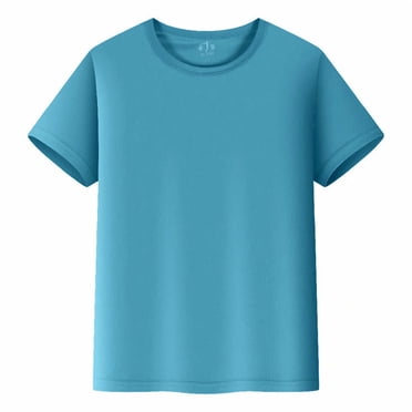 YOUSNH Kids T Shirts Short Sleeve Plain Tops Tees Boy & Girl Unisex Toddler Children Crew Neck T Shirt Boys Tops Sky Blue 11-12 Years