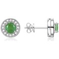 thumbnail image 2 of RYLOS Halo Designer Matching Set Sterling Silver: Ring, Earring & Pendant Necklace. Gemstone & Diamonds, 4MM Emerald May Birthstone; Size 10, 2 of 9