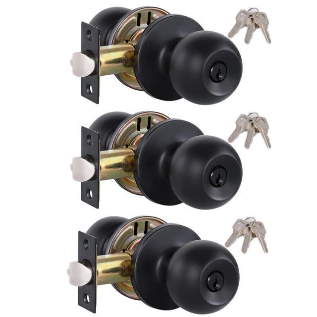 M Atte Black Keyed Entry Door Knob Entrance Door Lock Standard B All