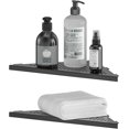 thumbnail image 1 of Matte Black Bathroom Corner Shower Shelves 10" 2Pack AJO BEND, Stainless Steel Recessed Corner Shelf Rack for Tile Wall, Wall-Mounted Triangle Organizer Storage, No Drilling Required, 1 of 8