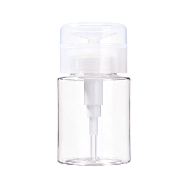 Distributeur de Pompe à Acétones Bouteille à Pression Transparente pour Dissolvant de Vernis à Ongles Alcools Lotion Démaquillant Voyage Portable Réutilisable Étanche Scellé 100Ml 150Ml 200Ml Rechargeable Format Voyage