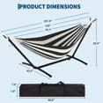 thumbnail image 3 of Hamac Double Support de Hamac - Acier Robuste, Capacité de 450 Lb, Rayures Gris Foncé/blanc, Portable pour Patio Intérieur/extérieur (Lot de 1), 3 of 7
