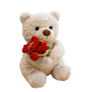 Amzcrzy Little Bear Doll Ornament Decorating A Gift for the Recipient Cute Teddy Bear Plushs Toy with Red Rose Decorate Ornaments Home Decor Room Decor Dorm Decor