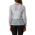 thumbnail image 3 of INSPIRE CHIC Women's Ruffled Collar Long Sleeve See Through Lace Button Down Shirt, 3 of 6