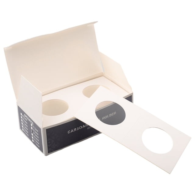 LEFU Coin Collection Storage Box Set - 12 Sizes Cardboard Holders Optional for Stamps & Coins, White Square Protective Cases, 50 Sheets per Box, Ideal for Collectors