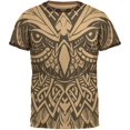 thumbnail image 1 of T-Shirt Ringer Tribal Hibou Trippy pour Hommes, 1 of 1