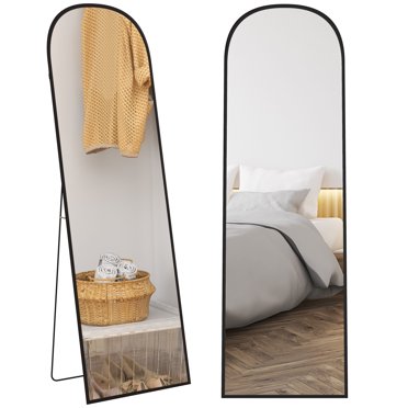 HOMCOM Miroir Pleine Longueur 64"x20 Pouces, Autoportant Ou Mural, Noir