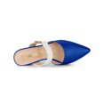 thumbnail image 4 of BLISSFUL STEP Mules pour Femmes Bout Pointu Bride à Boucle Talon Bloc Chaussures à Enfiler Bleu Blanc 8, 4 of 7
