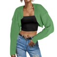 thumbnail image 2 of Women's Ribbed Knit Crop Cardigan Long Sleeve Open Front Loose Fit Drop Shoulder Lightweight Comfortable Sweater Top, 2 of 4