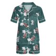 thumbnail image 4 of Rbaofujie Robes pour Femmes Vêtements de Nuit Femmes Décontracté Imprimé Col Rabattu Blouse à Manches Courtes Mode Short Pyjama Ensemble Peignoir pour Femmes, 4 of 5