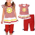 thumbnail image 1 of Mefallenssiah Ensembles de Blouses et Chemises à Manches Courtes à Col Rond Mode Hauts Décontractés à Manches Courtes pour Filles Col Rond Col Bouton Ensembles de Shorts Imprimés, 1 of 7