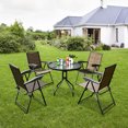 thumbnail image 4 of Costway 5PCS Outdoor Bistro Set Glass Table Patio Furniture W/ 4 Adjustable Chairs, 4 of 10