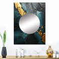 thumbnail image 1 of Designart "Aura of Gold and Green in Abstract Marble II" Abstract Marble Mirror Wall Decor - Modern Gold Abstract Mirror Wall Art For Bathroom - 32" x 24" Inch, 1 of 5