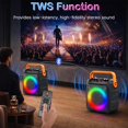 thumbnail image 3 of Karaoke Machine with 2 Wireless Microphones, Portable PA Speaker with Dynamic LED Lights, Support TWS REC/FM/AUX/USB/TF Playback for Home P, 3 of 8