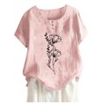 thumbnail image 2 of Lolmot Blouses pour Femmes, Blouses Décontractées à Imprimé pour Femmes à la Mode Chemises à Boutons Manches Courtes Col Rond Hauts, 2 of 4
