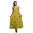 thumbnail image 1 of Bimba Robe Maxi à Bretelles Spaghetti Sans Manches pour Femmes en Rayonne Imprimée d'Oiseaux, Coupe Évasée - Très Petit, 1 of 1