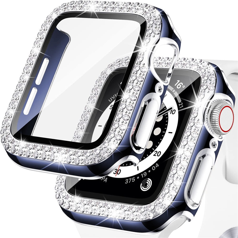 Étui Rigide en PC avec Protecteur d'Écran en Verre Trempé pour Apple Watch SE, Étui de Protection Intégrale pour iWatch 42 mm, Protecteur Bling à Diamants Compatible avec Séries 3 2/1 42 mm