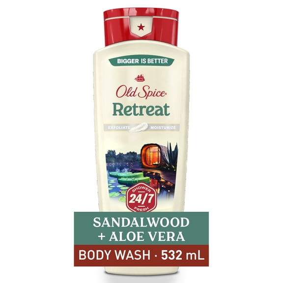 Old Spice Men's Body Wash for Men, Retreat Scent, 24/7 Shower Fresh, Exfoliation + Moisturization