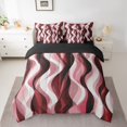 thumbnail image 2 of Erosebridal Salmon Geometry Bedding Sets Queen Size, Abstract Ombre Comforter Sets with Sheets, Stripes Artwork Reversible Bed Sheets Set, Ultra Soft Room Decor, 7pcs, 2 of 6