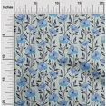thumbnail image 2 of oneOone Georgette Viscose Medium Blue Fabric Floral Craft Projects Decor Fabric Printed By The Yard 42 Inch Wide, 2 of 4
