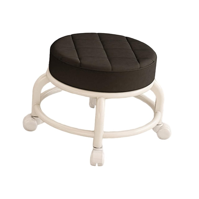 Tabouret à Roulettes Rond, Tabouret à Poulie, Tabouret à Roue Rotatif à 360 Degrés, Mini Tabouret Robuste et Mobile, Siège de Tabouret à Chaussures pour Cuisine Garage Entrepôt Noir