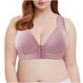 thumbnail image 2 of AherBiu Plus Size Bras for Women No Underwire Padded Front Closure Bras Solid Color Full Coverage Comfort Soft Bralette, 2 of 9