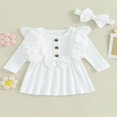 thumbnail image 2 of Robe d'Automne pour Bébé Fille Manches Longues Côtelées Robe Princesse Ligne A avec Bandeau, 2 of 8