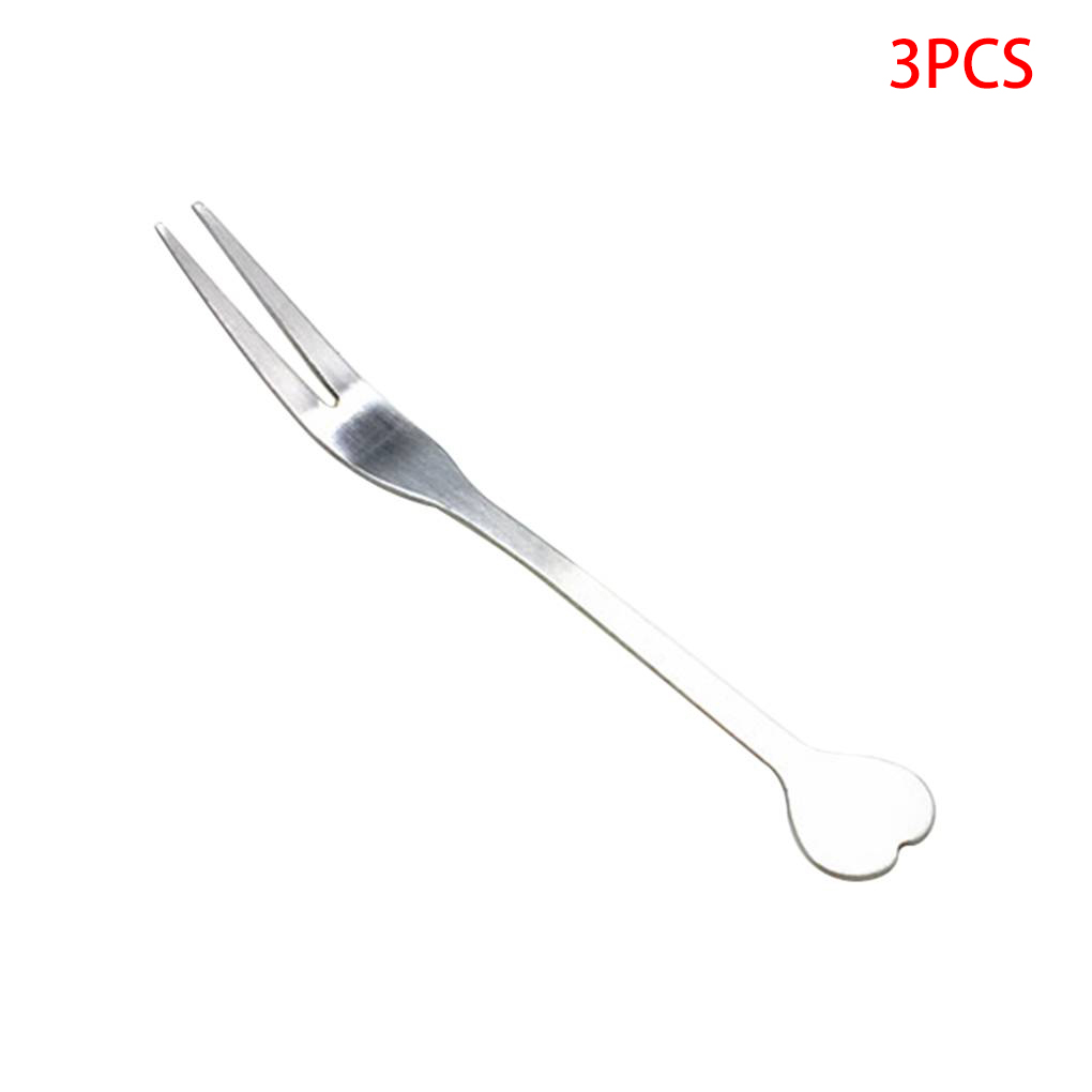 3 Pieces Stainless Steel Heart Dinner Forks Cutlery Simple Fruits Picks Appetizer Dessert Salad Forks